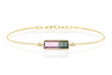 Watermelon Tourmaline Bar Bangle 18k gold Stackable design 1