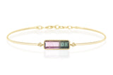 Watermelon Tourmaline Bar Bangle 18k gold Stackable design 1