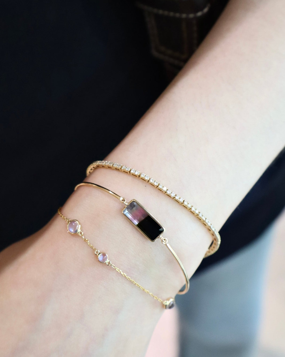 Watermelon Tourmaline Protection Bangle