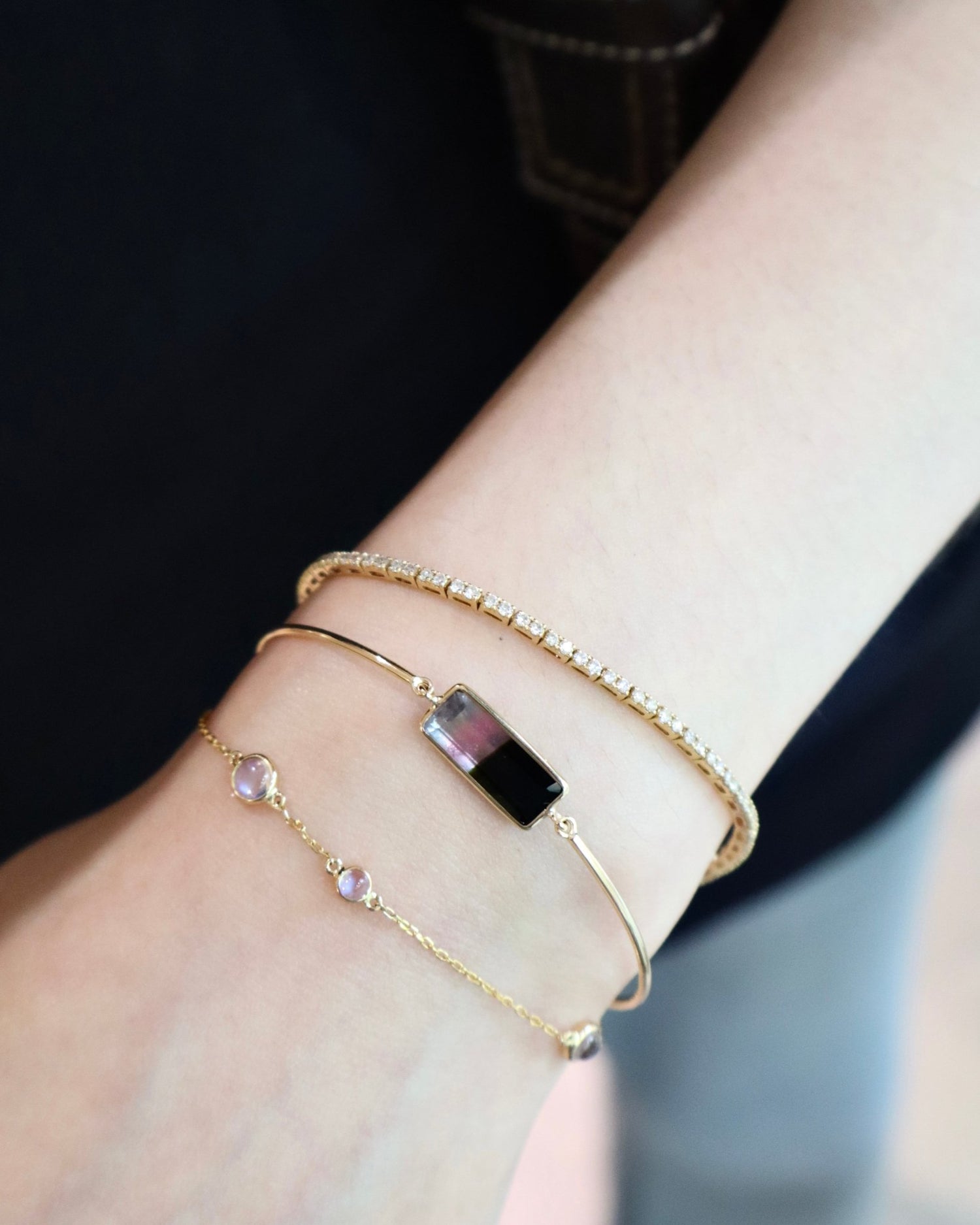 Watermelon Tourmaline Protection Bangle