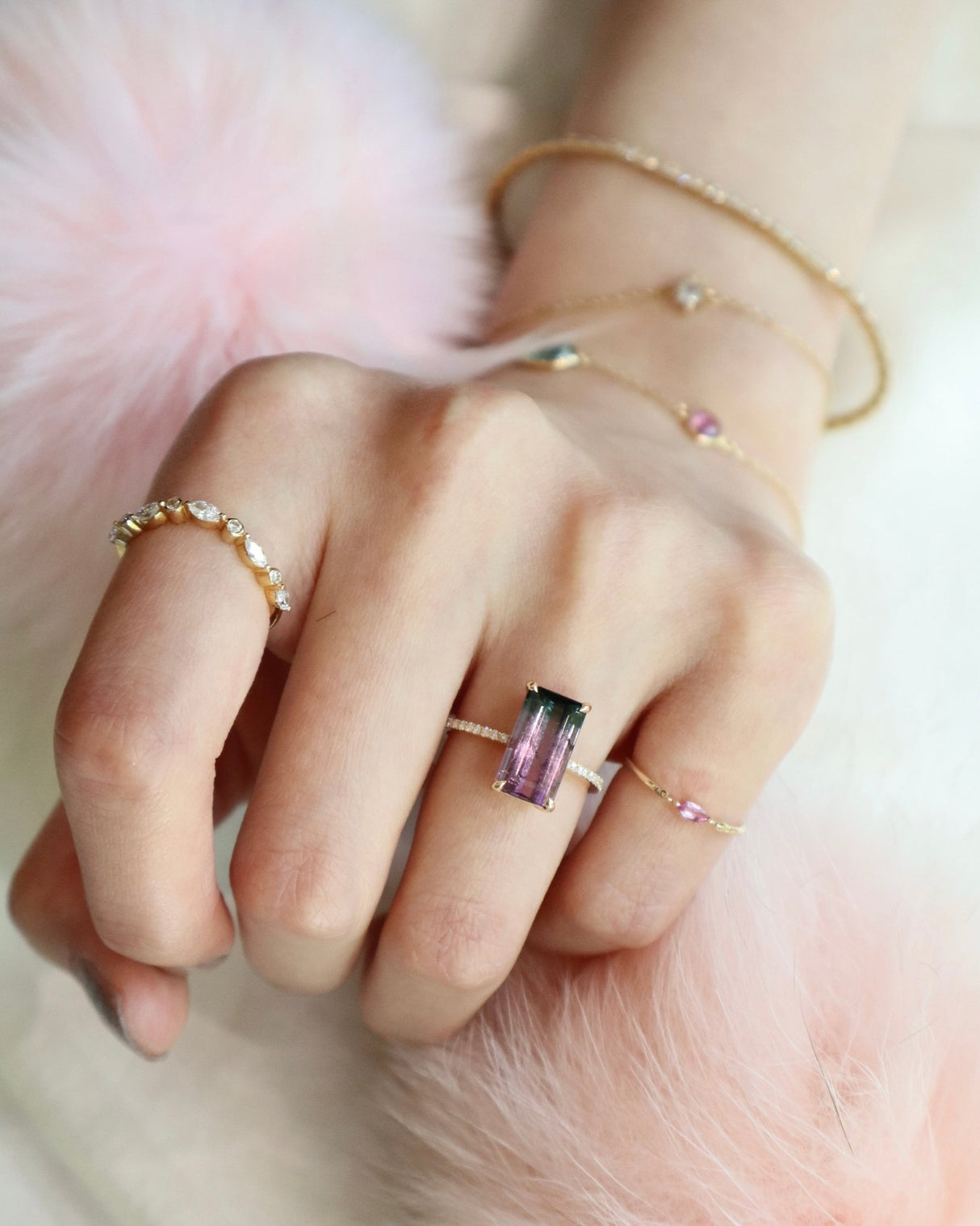 Lilac Watermelon Tourmaline Ring