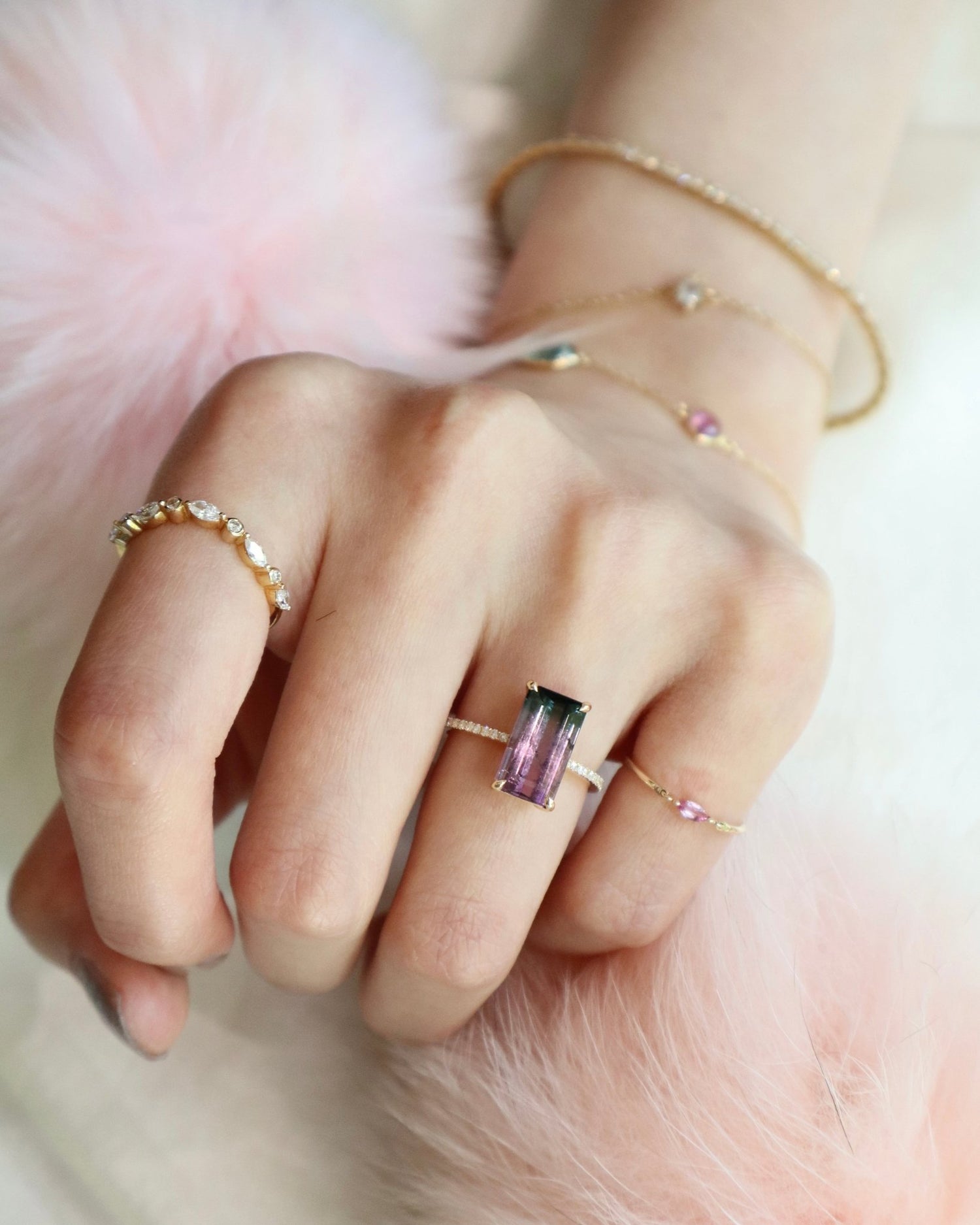 Lilac Watermelon Tourmaline Ring