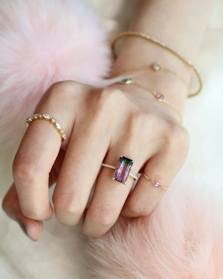 Lilac Watermelon Tourmaline Ring