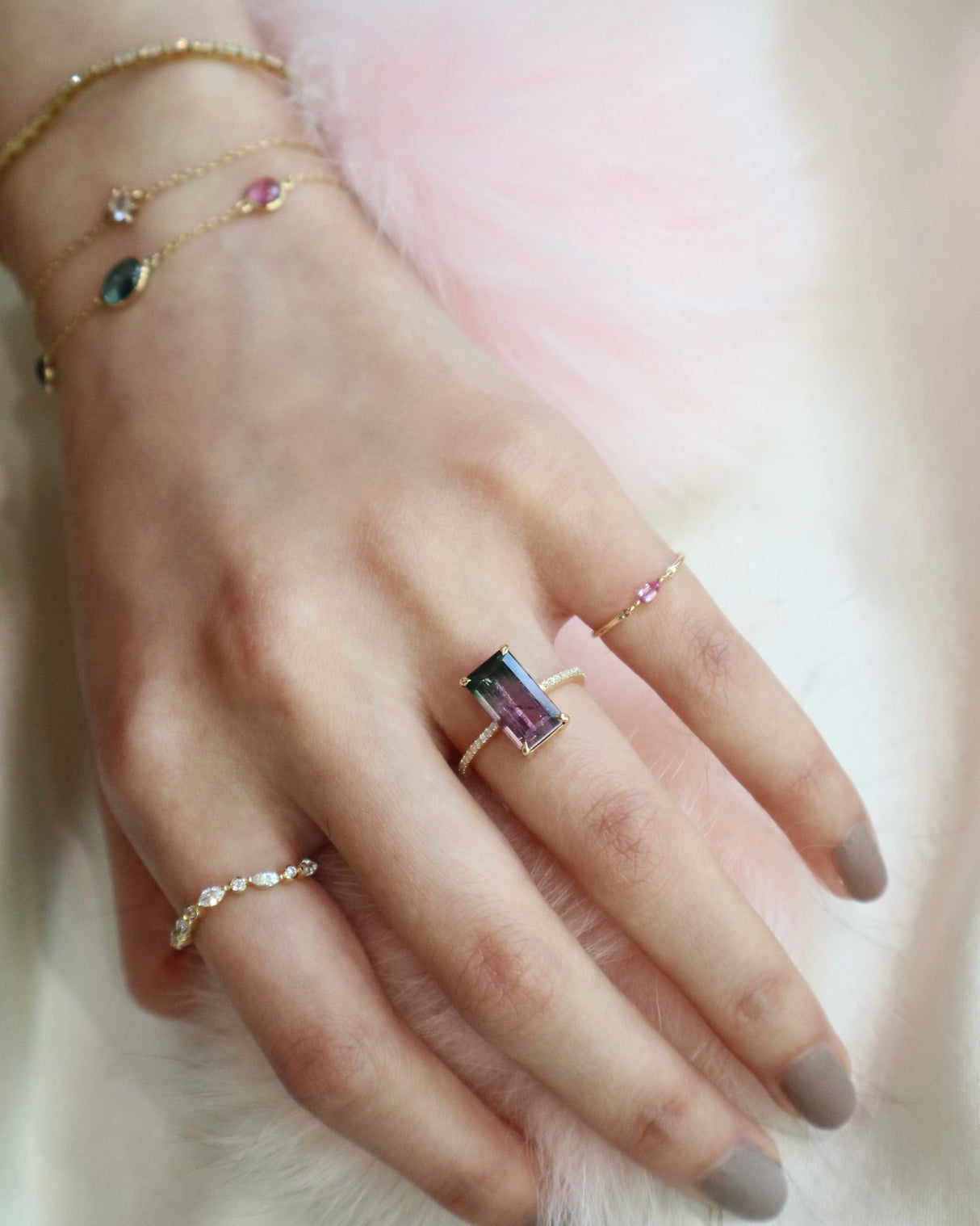Lilac Watermelon Tourmaline Ring
