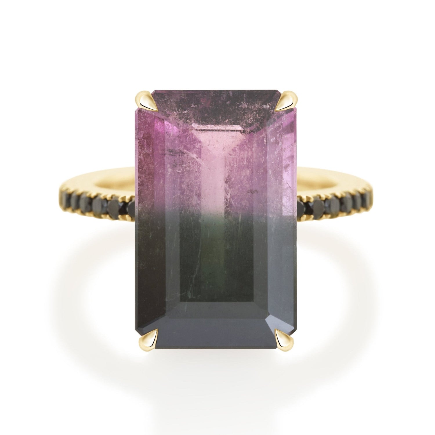 Watermelon Tourmaline & Black Diamond Protection Ring