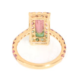 Watermelon Tourmaline Candy Ring 18k gold engagement ring back view