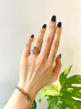 Watermelon Tourmaline Candy Ring 18k gold engagement ring on model