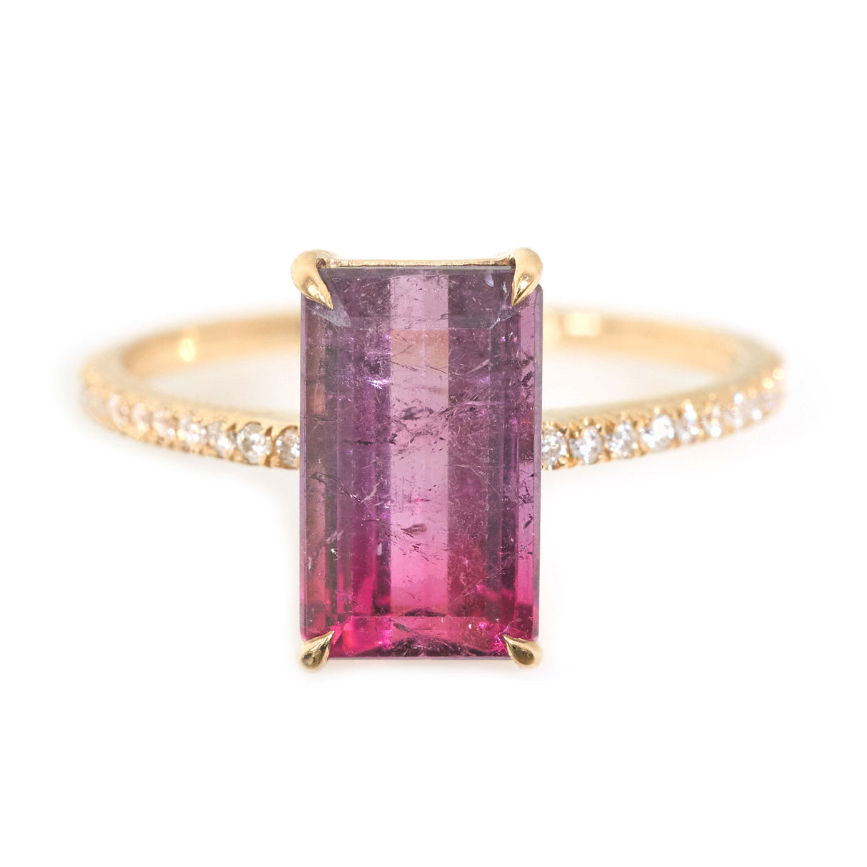 Raspberry Watermelon Tourmaline & Diamond Ring