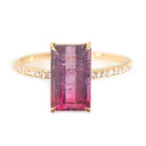 Raspberry Watermelon Tourmaline & Diamond Ring