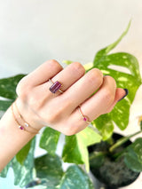 Watermelon Tourmaline & Diamond Ring 18k gold engagement ring on model