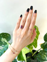 Watermelon Tourmaline & Diamond Ring 18k gold engagement ring on model