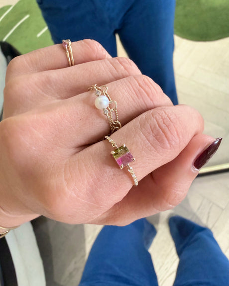 Watermelon_Tourmaline_Petite_Circle_Diamond_Ring_14K_gold_Stackable_Ring_on_model_3