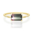 Watermelon Tourmaline Petite Circle Diamond Ring 18K engagement ring 1