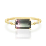 Watermelon Tourmaline Petite Circle Diamond Rings