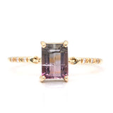 Watermelon Tourmaline Petite Diamond Ring 14k gold stackable ring