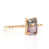 Watermelon Tourmaline Petite Diamond Ring 14k gold stackable ring side view