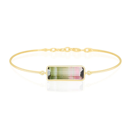 Watermelon Tourmaline Supreme Bar Bangle 18K gold stackable design