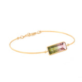 Watermelon Tourmaline Supreme Bar Bangle 18k gold Stackable design side view