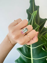 Watermelon Tourmaline Supreme Protection Bar Ring engagement ring on model