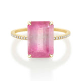 Barbie Pink Watermelon Tourmaline & White Diamond Ring