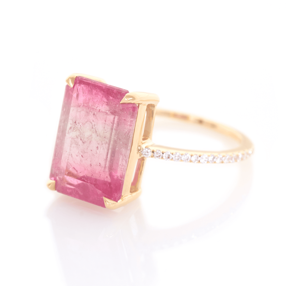 Barbie Pink Watermelon Tourmaline & White Diamond Ring