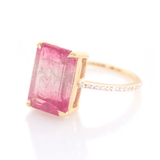 Barbie Pink Watermelon Tourmaline & White Diamond Ring