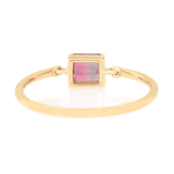  Watermelon Tourmaline petite Circle Diamond Ring 14k gold Stackable ring back view