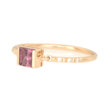  Watermelon Tourmaline petite Circle Diamond Ring 14k gold Stackable ring side view