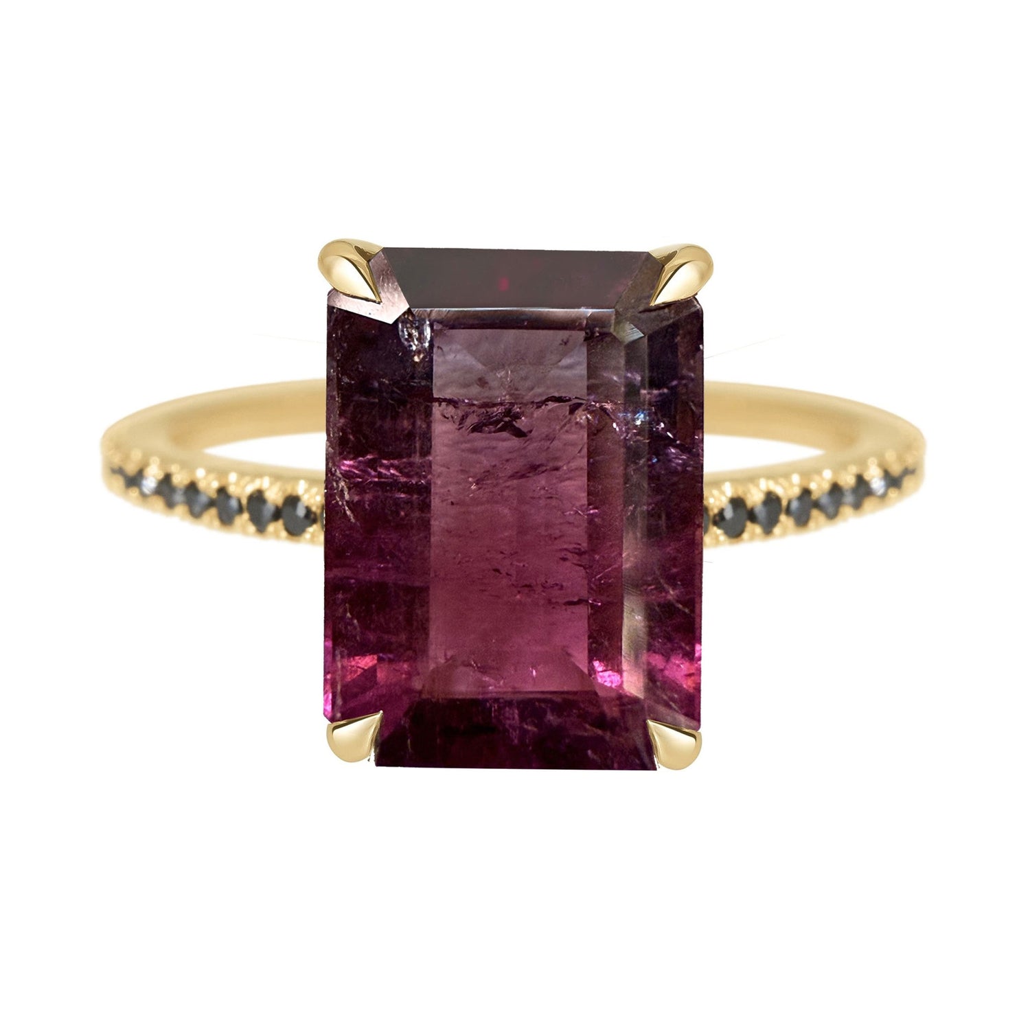 Watermelon Tourmaline & Black Diamond Protection Ring