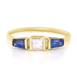 White & Blue Sapphire Triplet Ring 18k gold stackable ring