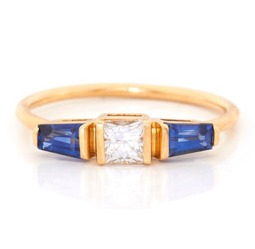 White & Blue Sapphire Triplet Ring