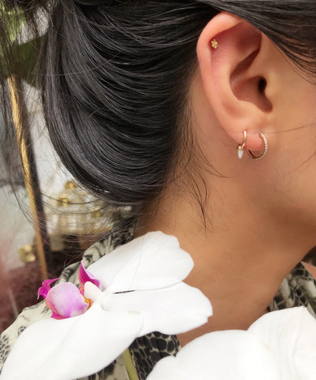 White or Black Diamond Hoop