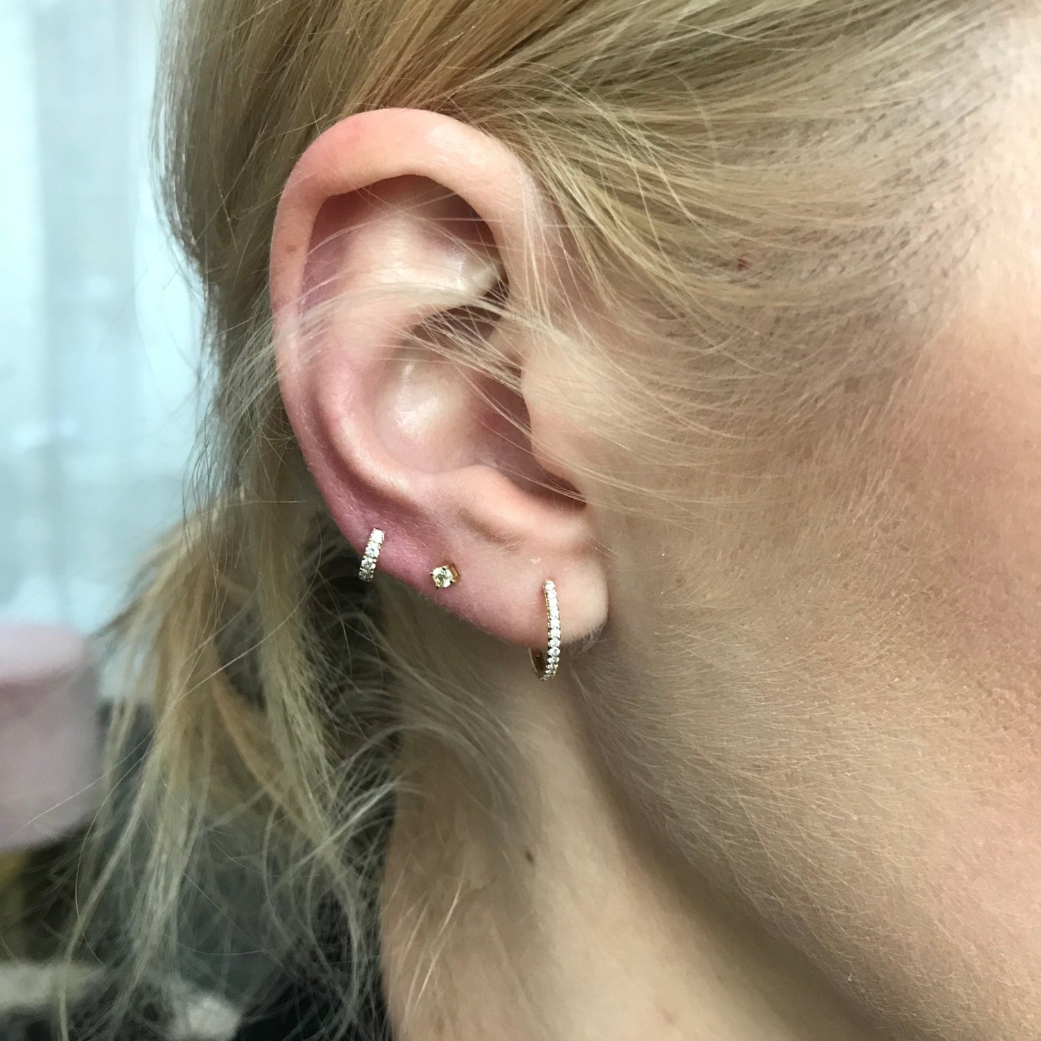 White or Black Diamond Hoop