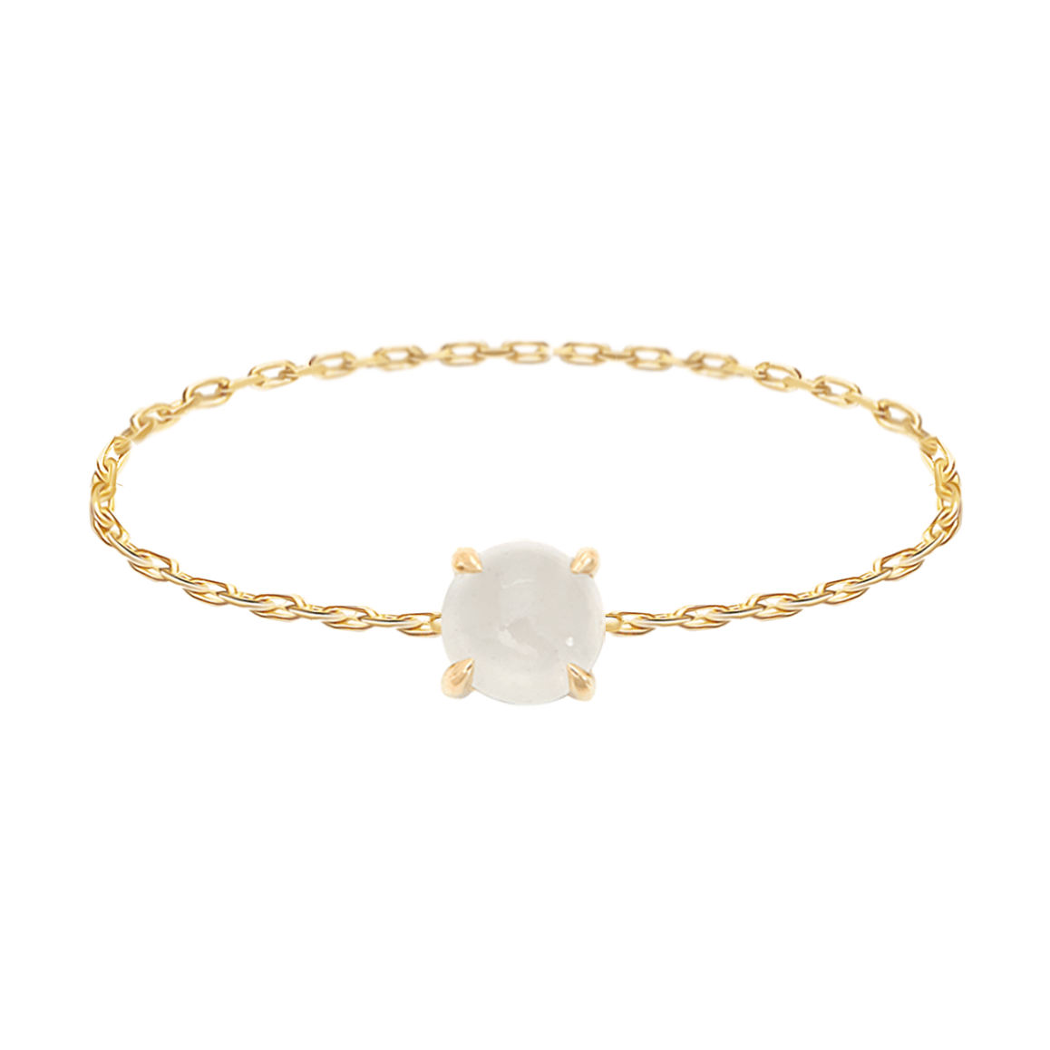 White Ice Jade Chain Ring 14k gold Stackable ring