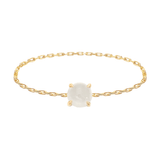 White Ice Jade Chain Ring 14k gold Stackable ring