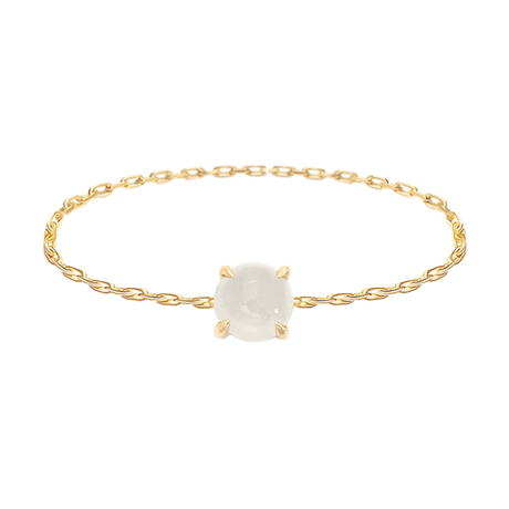 White Ice Jade Chain Ring 14k gold Stackable ring