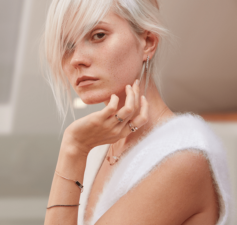 White Sapphire & Ruby Dream Links Earrings