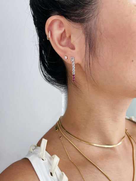 White Sapphire & Ruby Dream Links Earrings