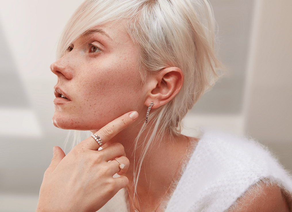 White Sapphire & Ruby Dream Links Earrings