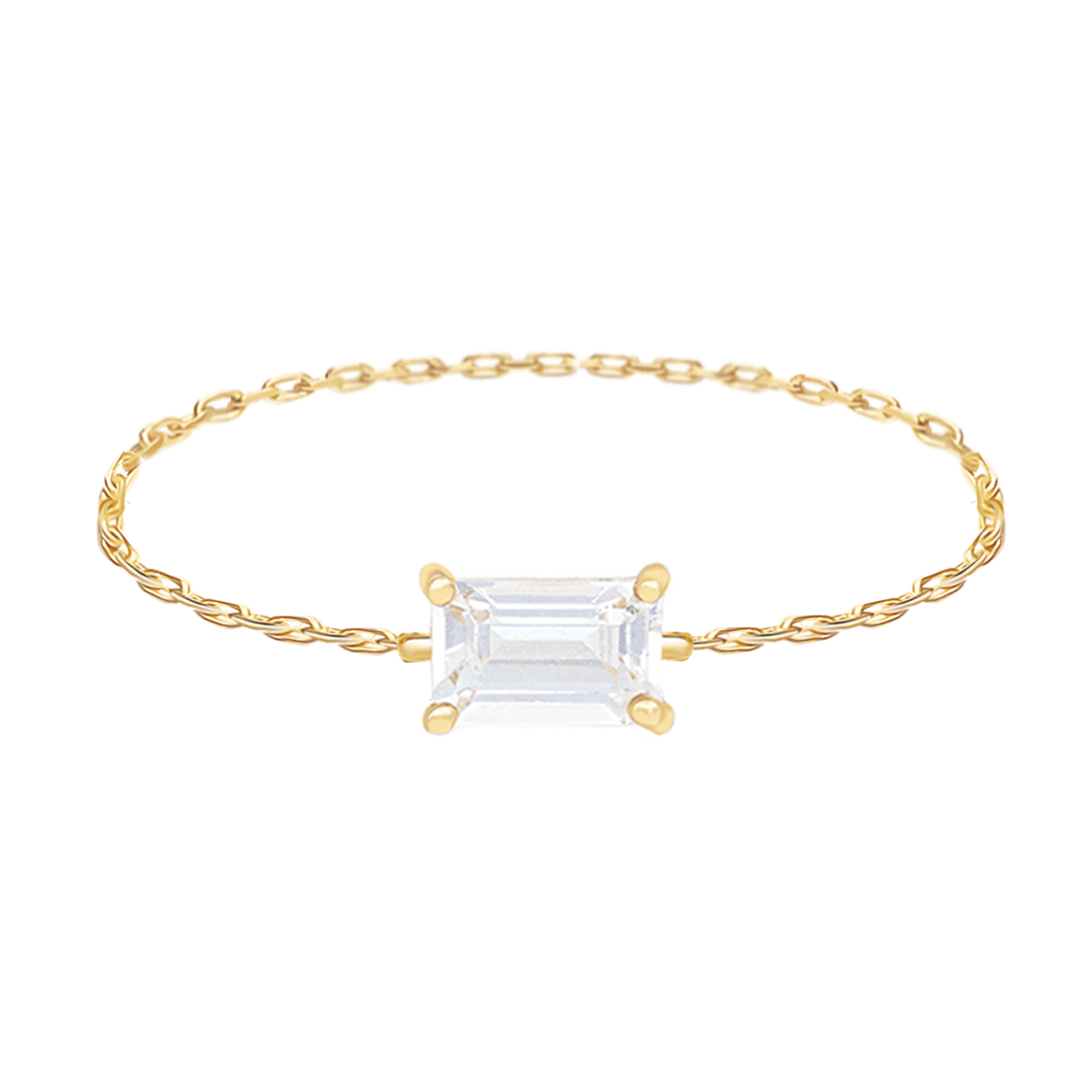 White Topaz Chain Ring 14k gold Stackable ring