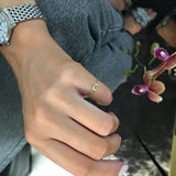 White Topaz Chain Ring 14k gold Stackable ring on model