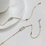 White Topaz & Ruby Bar Bracelet 18k gold stackable design 2