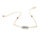 White Topaz & Ruby Bar Bracelet 18k gold stackable design 3