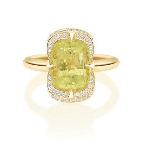 Yellow Chrysoberyl Aurora Ring 18K engagement ring