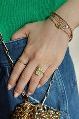 Yellow Chrysoberyl Aurora Ring 18k gold engagement ring on hand 2