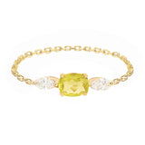 Yellow Chrysoberyl & Diamond Dream Weaver Chain Ring 18K Gold Stackable Ring