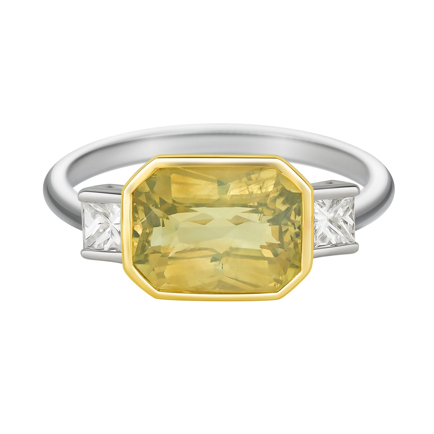 Yellow Chrysoberyl & Diamond Forever Ring 18k gold engagement ring