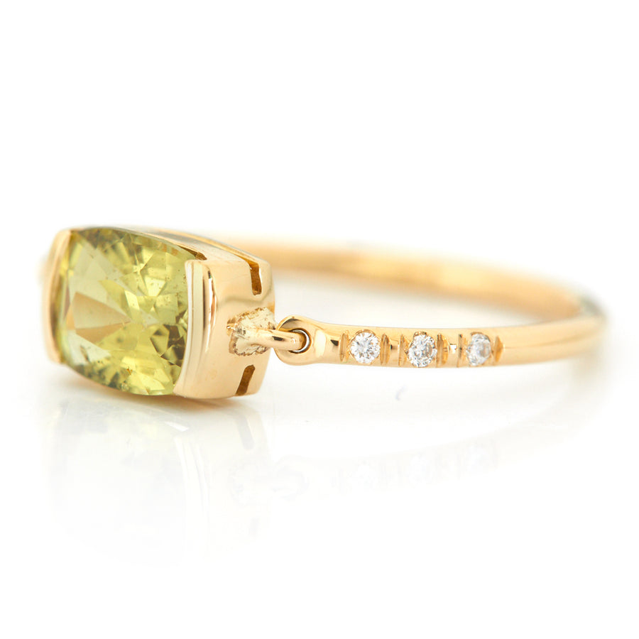 Yellow Chrysoberyl Petite Circle Diamond Ring