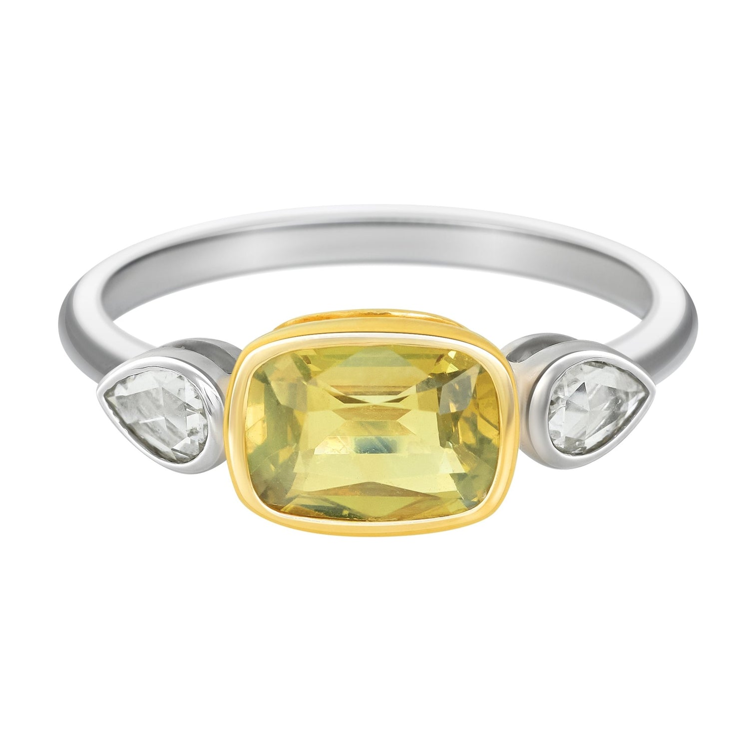 Yellow Chrysoberyl &  Rose Cut Diamond Ring 18k gold engagement ring