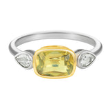 Yellow Chrysoberyl &  Rose Cut Diamond Ring 18k gold engagement ring